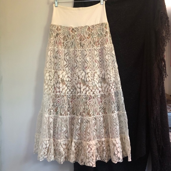 Free People Dresses & Skirts - Free People Lace Floral Maxi Skirt S
